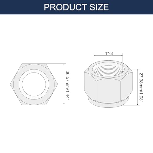 uxcell 10Pcs 1"-8 Nylon Insert Hex Lock Nuts, Carbon Steel Hex Stop Nut Self-Locking Nylon Insert Stop Nut for Industrial Construction Fasteners, White&White 10
