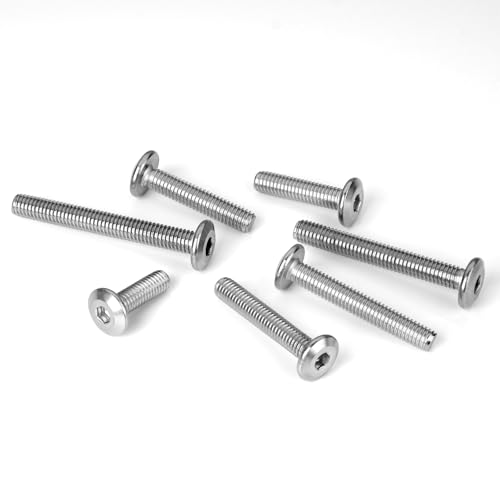 Mywish 30Pcs M6 x 50mm M6 Screws & M6 x 50mm 25Pcs Flange Button Head Hex Socket Cap Screws Bolts, 304 Stainless Steel Furniture M6x1.0 Bolts Full Thread, Flat Head M6x1.0 Bolt Hex Socket Cap Screws B