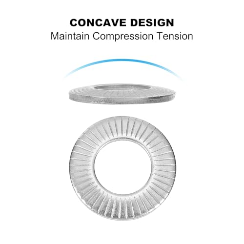 PATIKIL 304 Stainless Steel Flat Washers, 50 Pack M12x24mm Belleville Spring Disc Washer Conical Knurled Metric Gasket for Automotive Industrial Construction