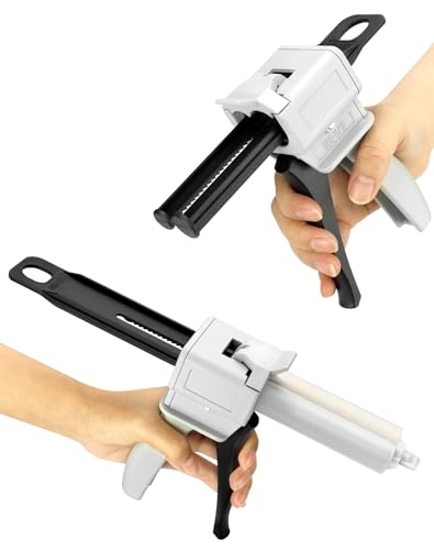 QWORK 50ml Dispensing Gun Kit, Impression Mixing Dispensing Gun, 1: 1/1: 2 AB Ratio, Static Mixer Mixing Nozzle, 4 Pack