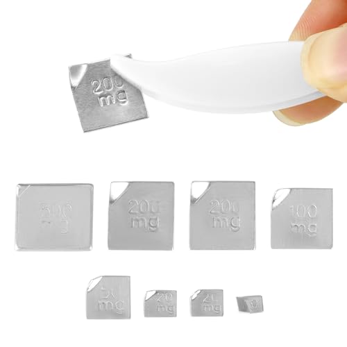 QWORK 14-Piece Calibration Weights Set 10 mg - 100 g for Laboratory and Jewellery, Includes Tweezers and Storage Box