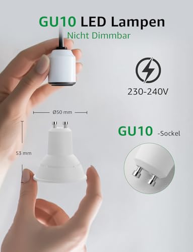 Lepro Energy Class A GU10 LED Warm White, 2 W, 360 LM, Not Dimmable | 2700K Warm White, 38° Beam Angle, Energy Saving GU 10 LED Bulbs for Living Room, Kitchen, Pack of 4