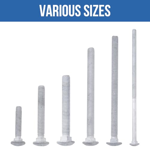 5/16" x 6" Carriage Bolts (25 PCS), Hot Dip Galvanized, Heavy Duty Round Head with Washers and Nuts