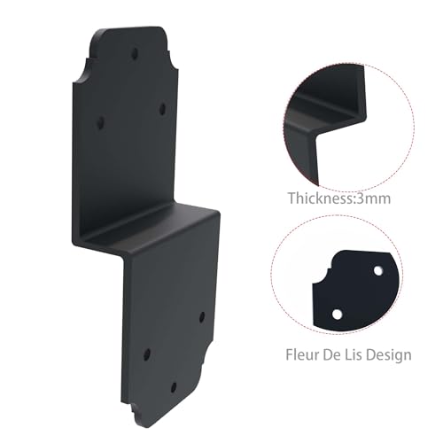 2packs Heavy Duty Pergola Brackets Black Z Bracket ,6" Steel Angle Joist Tie, Post to Beam Connectors Repair Hardware for Wood DIY Projects Deck Framing Construction Fence Repair 2packs-Z Bracket