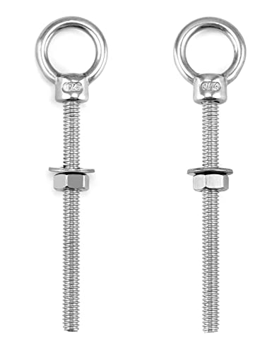 QWORK Eye Bolt, 25 Pack 1/4"x3" Stainless Steel Marine Grade Threaded Eyebolts, Lifting Ring Threaded Eyebolts with Nuts Washers 1/4" x 3"