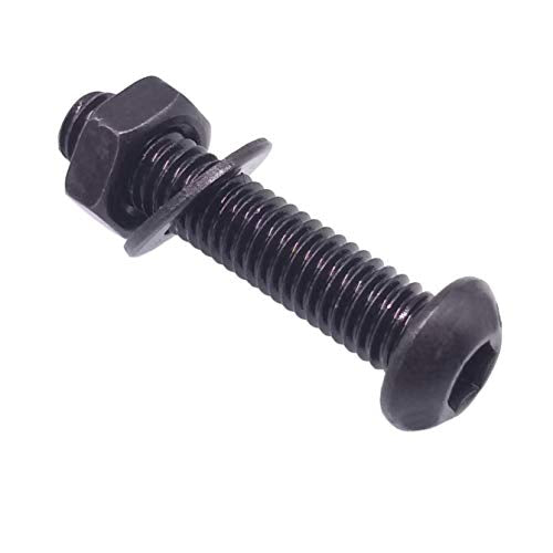 Yodaoke 100pcs M6-1.0 x 25mm Button Head Socket Cap Screw, ISO 7380 Hex Drive, Class 10.9, Alloy Steel, with Nut and Washer