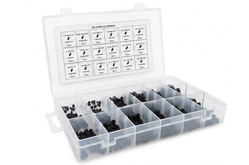 Titan Industrial Supply-420 Piece Socket Set Screw Assortment Kit, Carbon Steel with Black Oxide Finish, Coarse & Fine Thread Set Screws