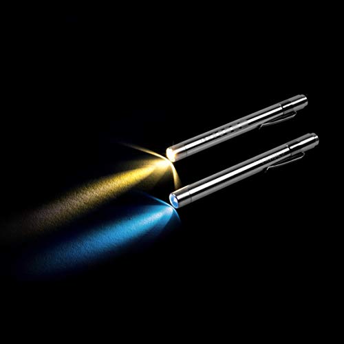 Diagnostic Light Professional LED Lamp with Measuring Scale White and Yellow Light Aluminum Diagnostic Lamp Ballpoint Pen Lamp Penlight 2 Meters Shockproof, Silver
