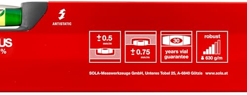 Sola water spirit level, red, BIG X 40 40 cm