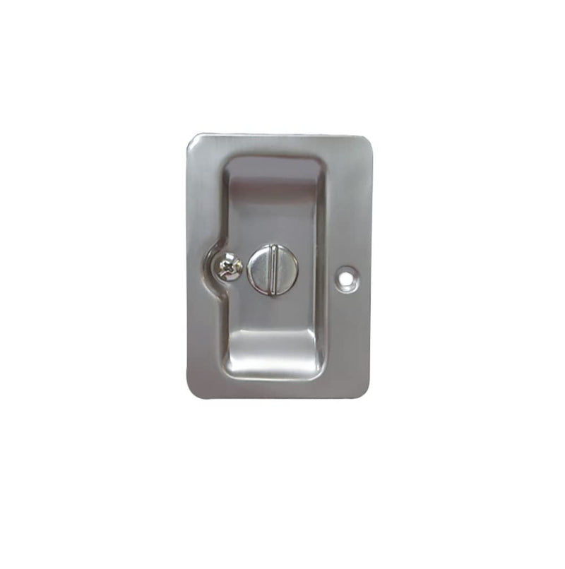 QCAA Premium Quality Solid Brass Rectangular Pocket Sliding Door Pull, Privacy Lock, 3-1/4''X2-1/4'', Polish Brass, 1 Pack, Made in Taiwan 1 Pack(Privacy Lock) Polished Brass