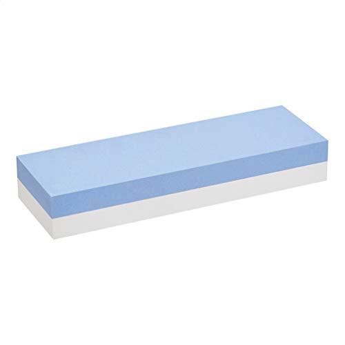 Amazon Basics Whetstone Knife Sharpening Stone, Double-Sided 1000/6000 Grit with Angle Guide, Non-Slip Bamboo Base, Black & Grey Grit: 1000/6000