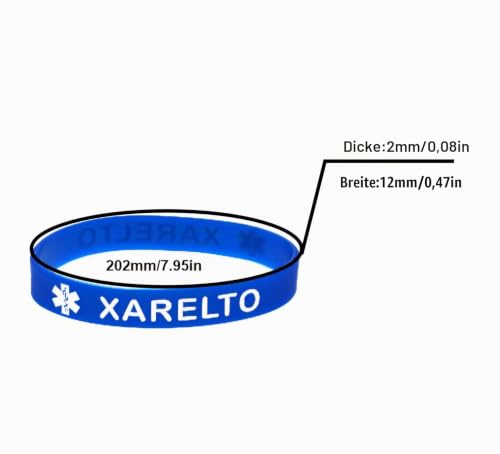 Xarelto Medical Alert Bracelet, Xarelto Medical Alarm Detection, Bracelets for Men and Women, Outdoor Sports, Elastic Bracelets, Pack of 4, One Size, Silicone, No Gemstone