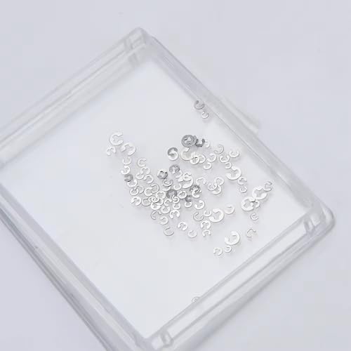 90pcs Watch Ring Clip C Clips E Clip, 9sizes 1.5-4mm External Retaining Rings, Snap Ring Assortment Kit, for Chronograph, Watch Pusher Button and Other Shafts