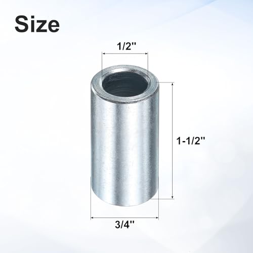 uxcell 25 Pcs Galvanized Steel Spacer 1/2" Bore x 3/4" OD x 1-1/2" Length, Unthreaded Standoff Bushing Plain Finish, Round Metal Spacer Fits M12 Screws Bolts 1/2"ID x 3/4"OD x 1-1/2"Length