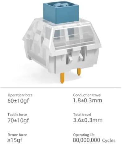 Kailh Box Heavy Blue Switches for DIY Mechanical Keyboard,3-pin/60gf Clicky/RGB/LED/IP56 Water&Dustproof/Long Life switches(Blue,36pcs) 36PCS