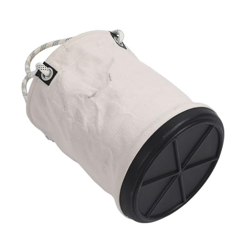 KIMISS Canvas Tool Bucket with Plastic Bottom, for Maintenance Work, 40x30cm Organizer Holds 30KG, Nails Bolts Storage, Portable Mini Tool Bag White