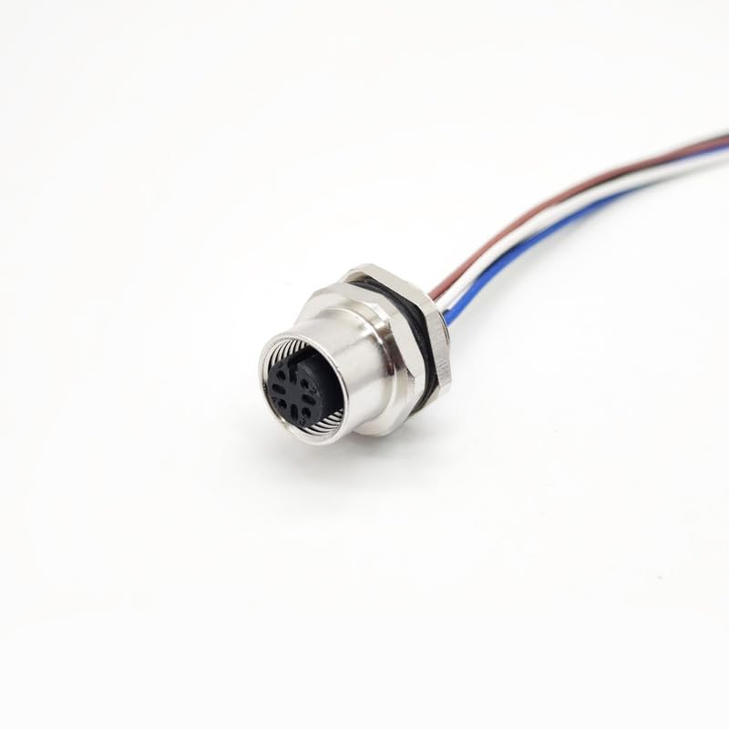 M12 4Pin Female Connector Cable, A Coded Straight Back Mount Cable Waterproof Female Aviation Socket UnShielded Electrical Cable IP67 Sensor Receptacle（0.5Meter） 1.64ft