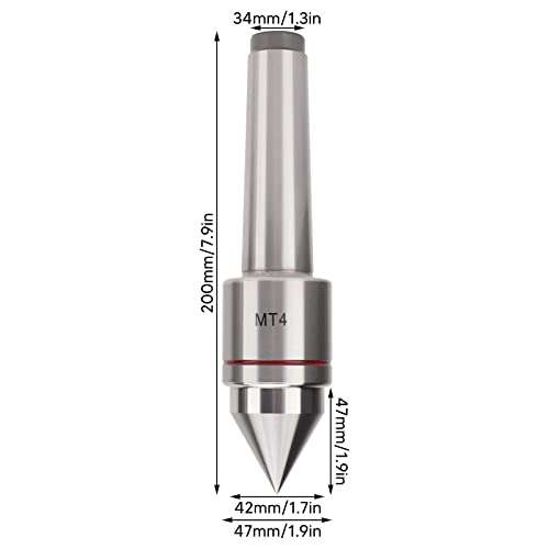 MT4 Live Center, 4MT 60 Degree Morse Taper Live Tailstock Center Triple Ball Bearing Turning Rolling Center for CNC lathe high speed precise machining