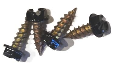 1000 Count Black Painted Premium Rain Gutter Screws #8 x 1/2" Long, Zinc Plated, Corrosion Resistant, Self Tapping, Self Starting, Downspout, Sheet Metal Zip Screws, Slotted Hex Head, Bulk LOT