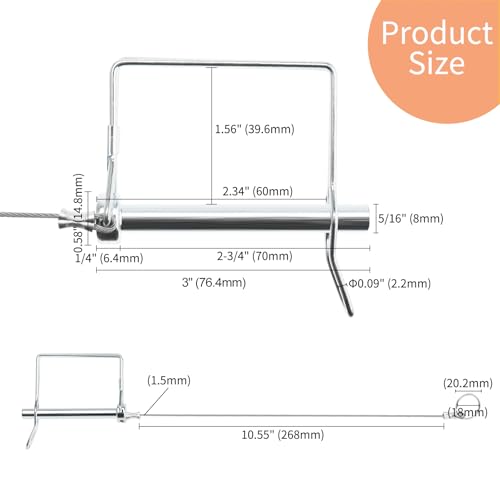 20 Packs Trailer Coupler Pin, 5/16 Inch Diameter x 2-3/4 Inch Wire Lock Pin, Heavy Duty Shaft Locking Pin, Safety Coupler Pin, Square Lock Pins for Lawn Garden 20