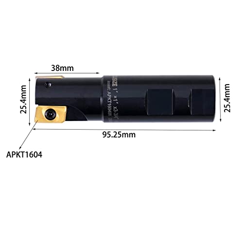 GBJ 1"×1"×3-3/4" +2pcs APMT1604 + 3/8"×1/2"× 3" +1pc APMT1135 90 ° Square Shoulder Indexable End Mill Indexable Face Mill Arbor End Milling Shell Cutter APMT1135 APMT1604 Milling Insert