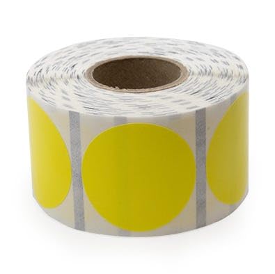 Yellow 1.25" Circle Direct Thermal Labels