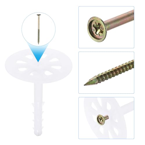 PATIKIL 82mm Perforated Insulation Pins, 50 Pack Insulating Nails Wall Plug Plastic Expansion Bolt for Fixing Foam Boards to Masonry Wall or Ceiling