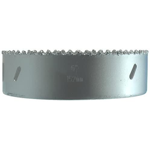 6 in Carbide Hole Saw for Recessed Lights Brick and Masonry Cuts Through Hardie Board Cement Plank Siding Cut Holes for Exhaust Fans Plumbing Vents and Ducting Need Arbor with Pins 152mm (6 in) Brick HoleSaw No Adaptor