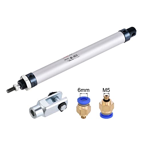 PATIKIL 16mm Bore 125mm Stroke Pneumatic Air Cylinder, Single Rod Double Action with Y Connector and 2Pcs Fitting 16x125mm