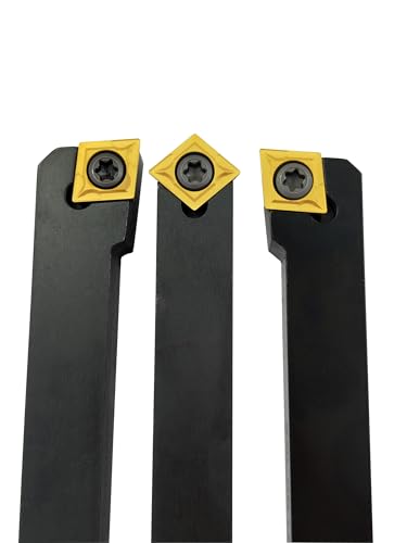 1/2 Inch Turning Chisel 12 mm SCLCR1212H09 + SCLCL1212H09 + SCMCN1212H09 Turning Chisel CNC Lathe Excircle Lathe Tool Holder Set and 10 Pieces CCMT09T304 / CCMT32.51 Indexable Carbide Lathe Turning 1/2 Inch