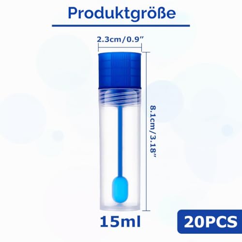 Pack of 20 chair sample tubes, feces sample tubes, dog | Chair catcher for chair sample, chair sample with spoon, 15 ml faecal sample tube dog and cat, examination tube for pets