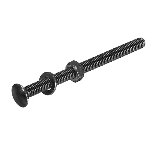 uxcell M6x80mm Square Neck Carriage Bolts with Nuts & Washers, 50Set 304 Stainless Steel Round Head Square Neck Coach Bolt Screws, Black 50