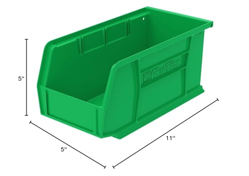 Akro-Mils 30230 AkroBins Plastic Hanging Stackable Storage Organizer Bin, 11-Inch x 5-Inch x 5-Inch & 41230 Crosswise Width Plastic Divider for 30230 AkroBin Storage Bins, Black, (6-Pack)