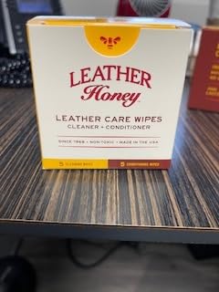 Leather Honey Leather Care Wipe Kit: Clean & Restore On-The-Go. Use for Leather Couches, Car Seats, Purses, Shoes & Bags. Safe for Any Color. Non-Toxic & Ready-to-Use. 5 Cleaner & 5 Conditioner Wipes Combo