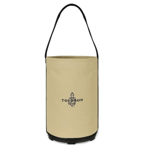Canvas Tool Bucket with Plastic Bottom & Drain Holes, Heavy-Duty Work Bag