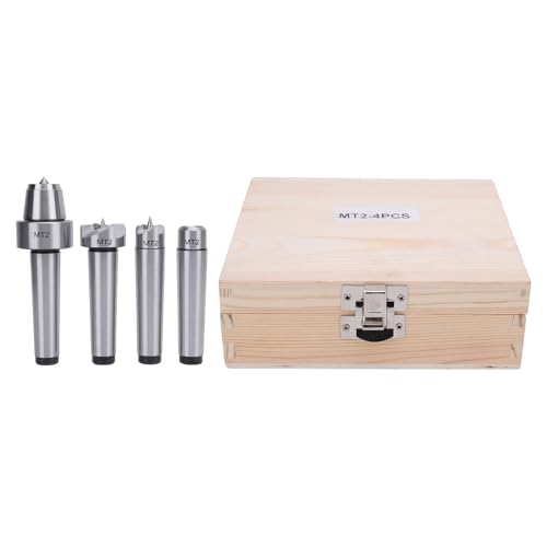 4 Pcs Lathe Drive Center Set, Heavy Duty Bearing, Lathe Live and Drive Center Set, MT2 Wood Lathe Live Center Drive Spur Cup Set with Extra Tips for Wood and Metal Processing Lathe