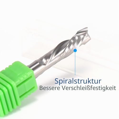 EU_HOZLY Spiral Milling Cutter Up & Down Compression Bit 8 mm Cutting Diameter 8 mm Shank 35 mm Cutting Length CNC End Mill for Wood Carving, Engraving, Pack of 1 8 x 8 x 35 mm, 1 Piece