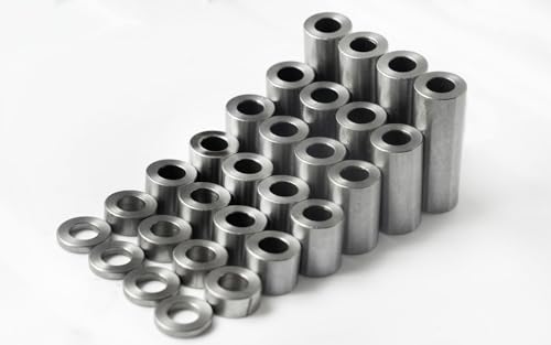 Steel Spacer 1" OD x 1/2" ID, Round Spacer Unthreaded Standoff Bushing Plain Finish, Fits Screws, Bolts 1/2" or M12, Metal Spacers Online (2" Length, 5 Pack) 2" Length