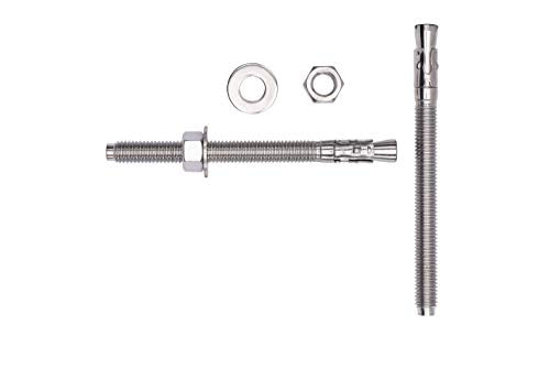Bolt Dropper 1/2" X 6" Wedge Anchor (5pc), 18-8 Stainless Steel Corrosion Resistant Commercial Grade Washers and Nuts Included Choose Size 1/2" x 6"