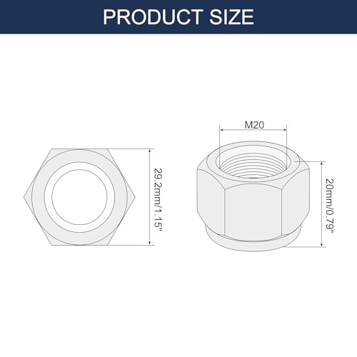 uxcell 25Pcs M20 x 2.5 Nylon Insert Hex Lock Nuts, 316 Stainless Steel Self-Locking Nylon Insert Stop Nut for Industrial Construction Fasteners, Silver&Blue M20x2.5 25