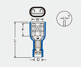 Heschen quick coupling socket vinyl fully insulated, FDFD1.25-250, 6.3 x 0.8 mm cable lug, for 0.5-1.5 mm² (22-16 AWG), red, 100 pieces