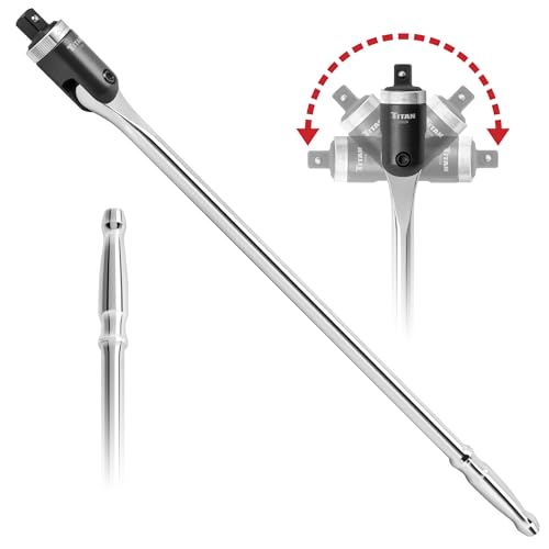 Titan 12024 1/2-Inch Drive x 24-Inch Heavy-Duty Ratcheting Breaker Bar with 180-Degree Swivel Head