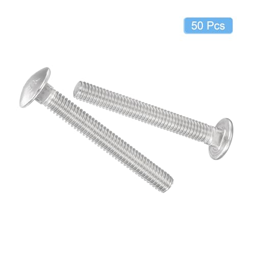 uxcell 5/16-18x2-1/2 Carriage Bolt, 50pcs Round Head Square Neck Screws, 304 Stainless Steel, Fully Threaded, Silver 5/16-18x2-1/2" 50