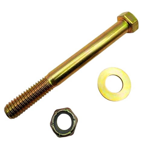 7/16"-14 x 4 Grade 8 Bolts (10-Pack) – Heavy-Duty Hex Bolts Includes Flat Washers & Nylon Lock Nuts – High-Strength SAE J429 Anti-Vibration 4.0" Coarse Thread Bolts 10 Bolts, Washers, Nuts