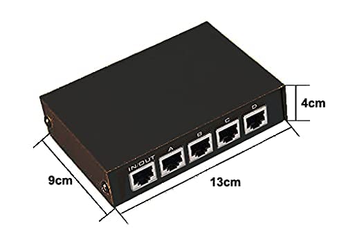 Toptekits 4 Port Way 8P8C RJ45 Network Ethernet Manual ABCD Sharing Switch Box,4 Ports Network Switch Splitter Selector Hub 4-in 1-Out or 1-in 4-Out