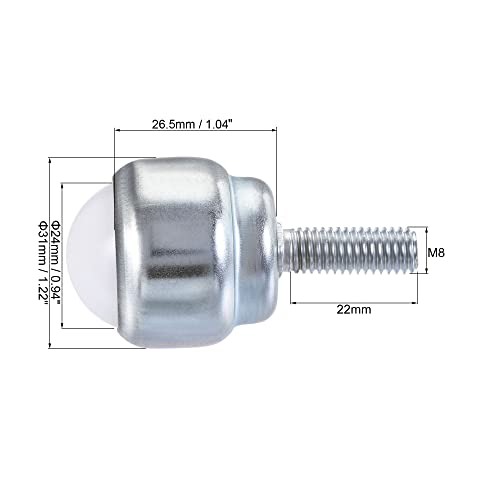 sourcing map Ball Transfer Bearing Unit 24mm 66Lbs Nylon Bolt-fixing Type for Transmission Pack of 4