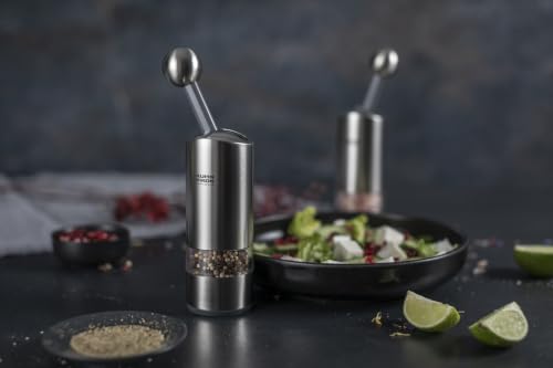 Kuhn Rikon Ratchet Spice Mill Grinder for Salt & Pepper, Stainless Steel Silver