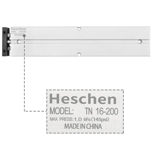 Heschen Pneumatic Air Cylinder, TN16-200(TDA16-200), Bore 16mm, Double-Rod Double-Acting Aluminum Pneumatic Air Cylinder, with Magnet (Stroke 200mm) Stroke 200mm