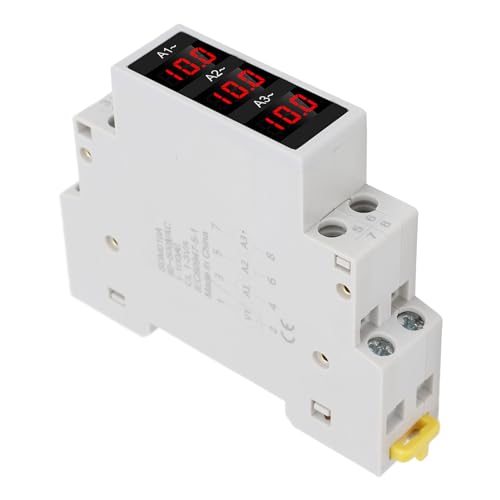 Three Phase Ammeter, Digital DIN Rail LED Display, 3 Sensors, AC 80-500V, 1-100A, 3 Phase