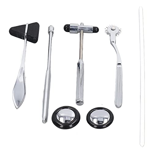 Neurological Reflex Hammer Set, 5 Pieces, Medical Neurological Hammer Set Made of Stainless Steel, Multifunctional Portable Reflex Hammer for Examination of the Nervous System